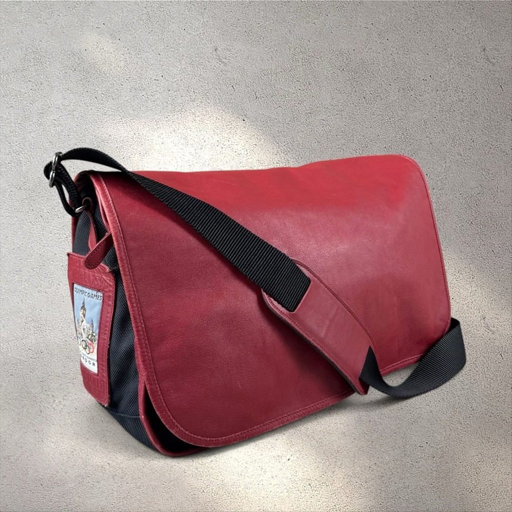 VINTAGE 1996 COACH x ATLANTA OLYMPICS Red Leather Book Messenger Bag #688